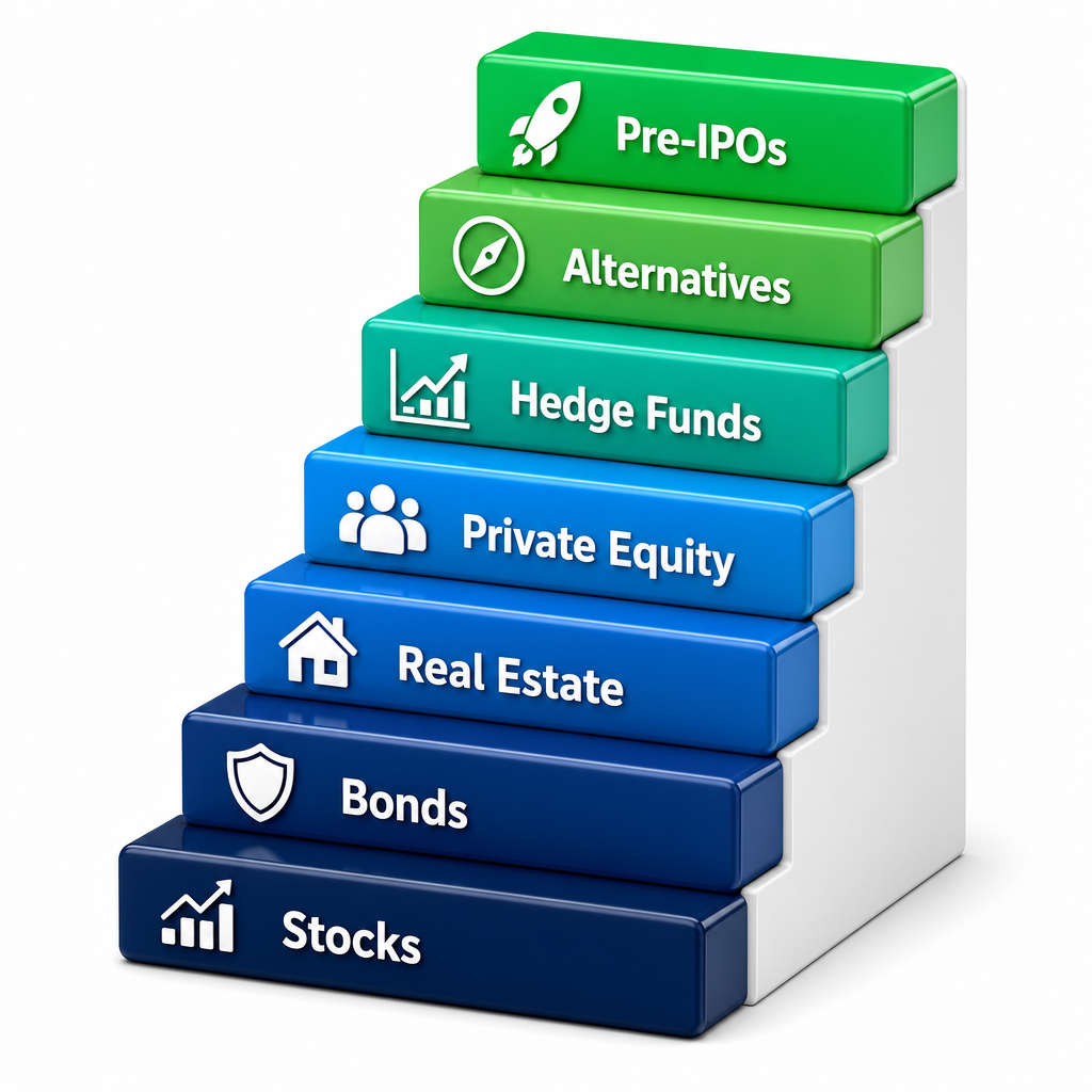 Asset class staircase from stocks to pre-IPOs